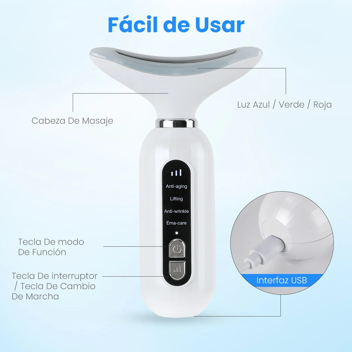 FaceMassage™ - Masajeador Led Para Cuello y Rostro